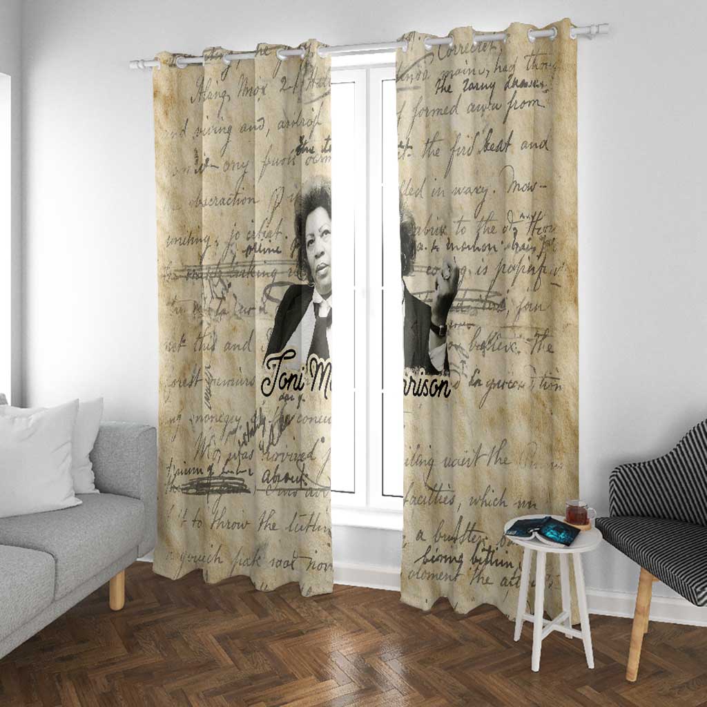 Toni Morrison Window Curtain Handwritten Manuscript Powerful Portrait with Feather Pen Quote - African Pride