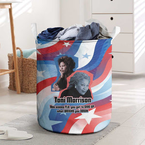 Toni Morrison Laundry Basket Abstract Wings Design Empowering Quote Dual Portrait Celebration of Literary Freedom - African Pride