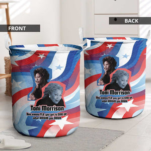 Toni Morrison Laundry Basket Abstract Wings Design Empowering Quote Dual Portrait Celebration of Literary Freedom - African Pride