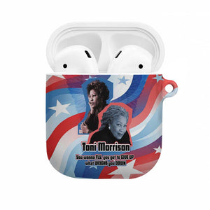 Toni Morrison AirPods Case Abstract Wings Design Empowering Quote Dual Portrait Celebration of Literary Freedom - African Pride