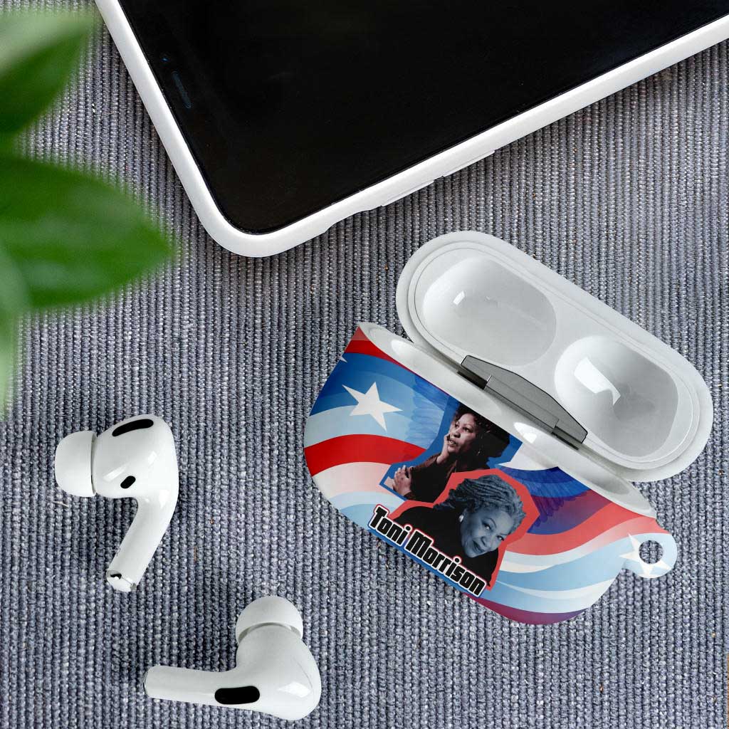 Toni Morrison AirPods Case Abstract Wings Design Empowering Quote Dual Portrait Celebration of Literary Freedom - African Pride