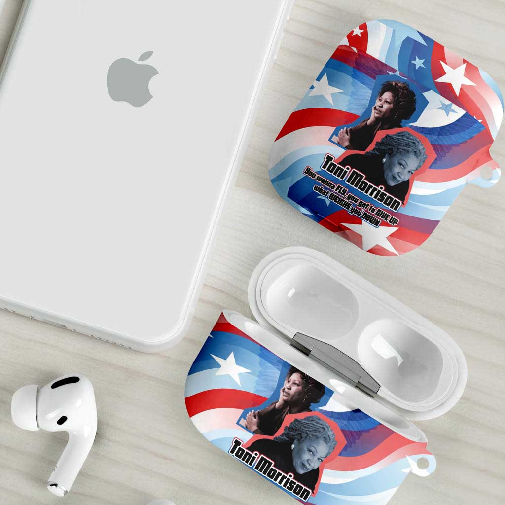Toni Morrison AirPods Case Abstract Wings Design Empowering Quote Dual Portrait Celebration of Literary Freedom - African Pride