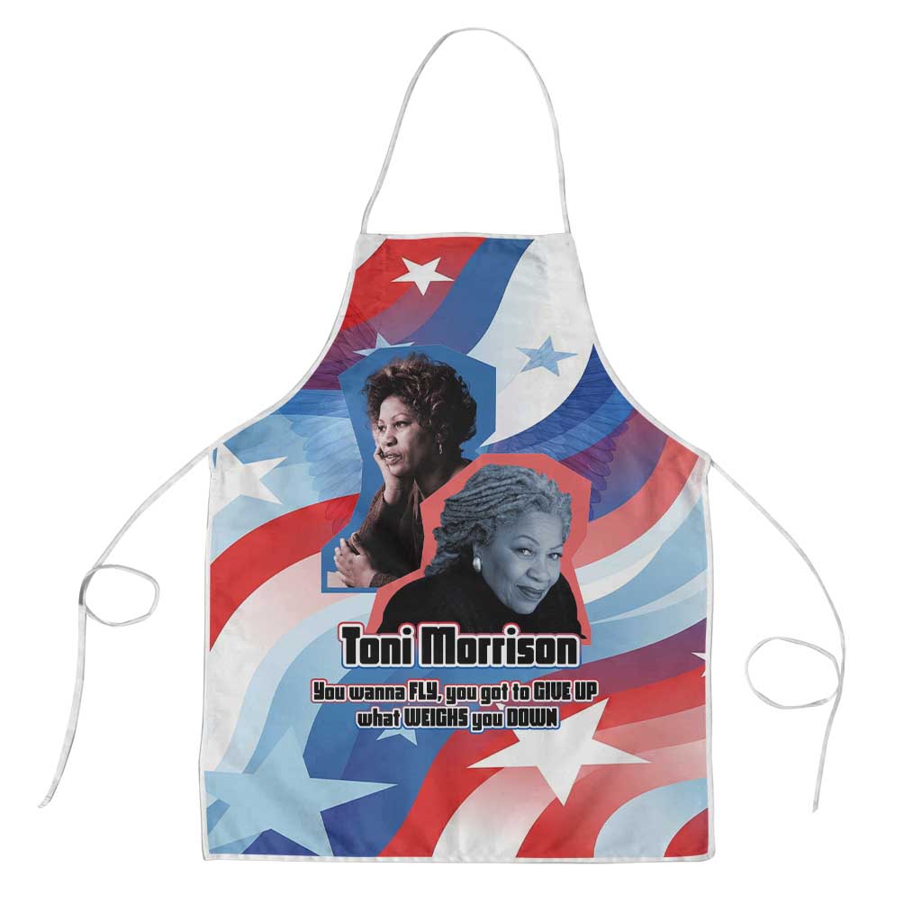 Toni Morrison Apron Abstract Wings Design Empowering Quote Dual Portrait Celebration of Literary Freedom - African Pride