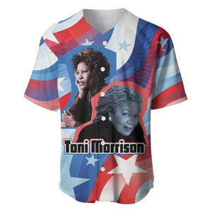 Toni Morrison Baseball Jersey Abstract Wings Design Empowering Quote Dual Portrait Celebration of Literary Freedom - African Pride