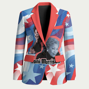 Toni Morrison Blazer Abstract Wings Design Empowering Quote Dual Portrait Celebration of Literary Freedom - African Pride