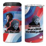 Toni Morrison 4 in 1 Can Cooler Tumbler Abstract Wings Design Empowering Quote Dual Portrait Celebration of Literary Freedom - African Pride