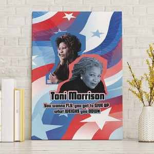 Toni Morrison Canvas Wall Art Abstract Wings Design Empowering Quote Dual Portrait Celebration of Literary Freedom - African Pride