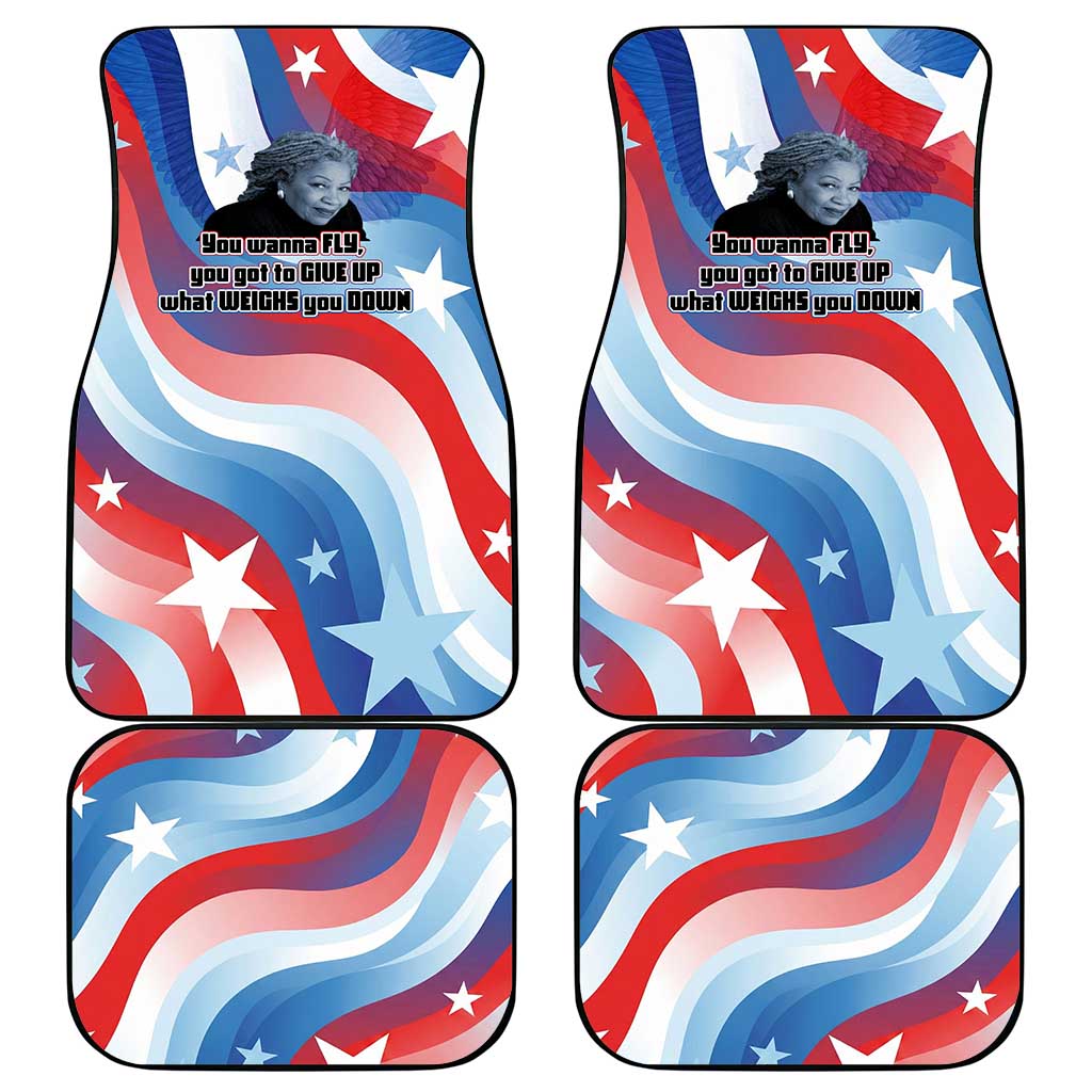 Toni Morrison Car Mats Abstract Wings Design Empowering Quote Dual Portrait Celebration of Literary Freedom - African Pride