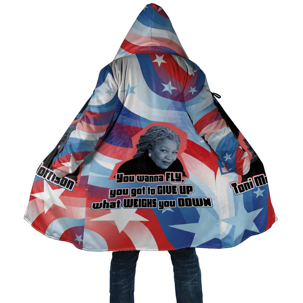 Toni Morrison Cloak Abstract Wings Design Empowering Quote Dual Portrait Celebration of Literary Freedom - African Pride