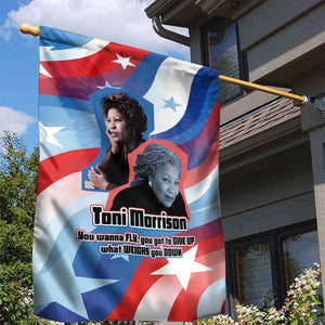 Toni Morrison Garden Flag Abstract Wings Design Empowering Quote Dual Portrait Celebration of Literary Freedom - African Pride