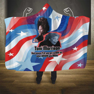 Toni Morrison Hooded Blanket Abstract Wings Design Empowering Quote Dual Portrait Celebration of Literary Freedom - African Pride