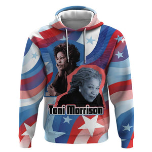 Toni Morrison Hoodie Abstract Wings Design Empowering Quote Dual Portrait Celebration of Literary Freedom - African Pride