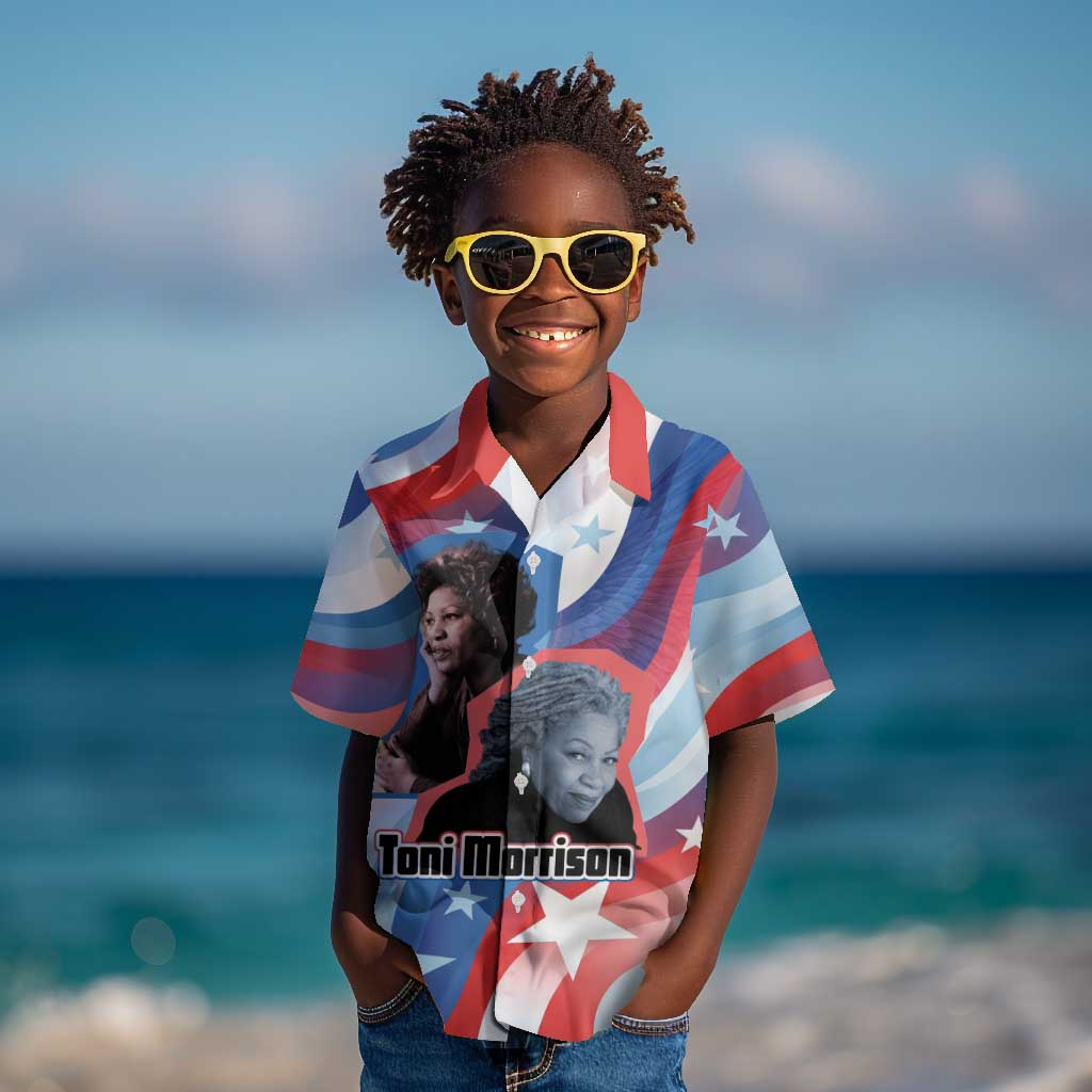 Toni Morrison Kid Hawaiian Shirt Abstract Wings Design Empowering Quote Dual Portrait Celebration of Literary Freedom - African Pride