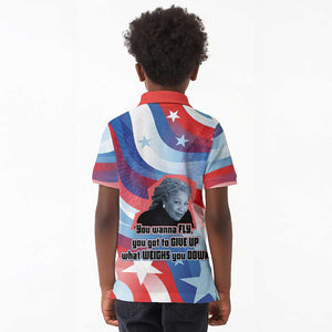 Toni Morrison Kid Polo Shirt Abstract Wings Design Empowering Quote Dual Portrait Celebration of Literary Freedom - African Pride