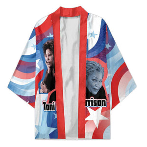 Toni Morrison Kimono Abstract Wings Design Empowering Quote Dual Portrait Celebration of Literary Freedom - African Pride