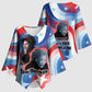 Toni Morrison Kimono Sleeve Blouse Abstract Wings Design Empowering Quote Dual Portrait Celebration of Literary Freedom - African Pride
