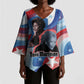 Toni Morrison Kimono Sleeve Blouse Abstract Wings Design Empowering Quote Dual Portrait Celebration of Literary Freedom - African Pride