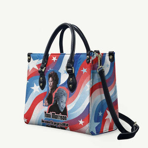 Toni Morrison Leather Bag Abstract Wings Design Empowering Quote Dual Portrait Celebration of Literary Freedom - African Pride