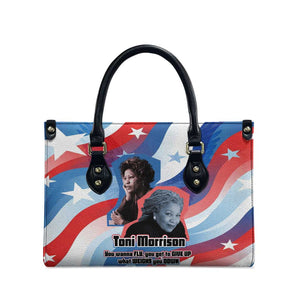 Toni Morrison Leather Bag Abstract Wings Design Empowering Quote Dual Portrait Celebration of Literary Freedom - African Pride