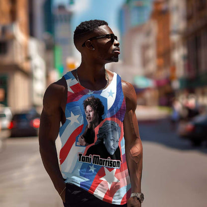 Toni Morrison Men Tank Top Abstract Wings Design Empowering Quote Dual Portrait Celebration of Literary Freedom - African Pride