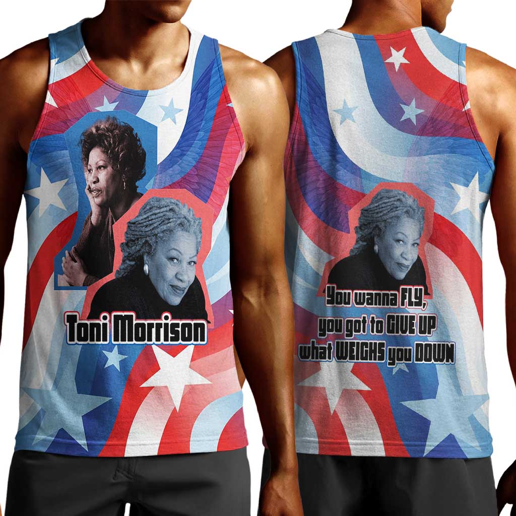 Toni Morrison Men Tank Top Abstract Wings Design Empowering Quote Dual Portrait Celebration of Literary Freedom - African Pride