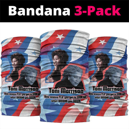 Toni Morrison Neck Gaiter Abstract Wings Design Empowering Quote Dual Portrait Celebration of Literary Freedom - African Pride