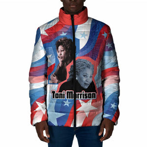 Toni Morrison Padded Jacket Abstract Wings Design Empowering Quote Dual Portrait Celebration of Literary Freedom - African Pride