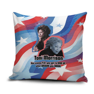 Toni Morrison Pillow Cover Abstract Wings Design Empowering Quote Dual Portrait Celebration of Literary Freedom - African Pride