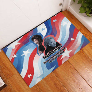 Toni Morrison Rubber Doormat Abstract Wings Design Empowering Quote Dual Portrait Celebration of Literary Freedom - African Pride