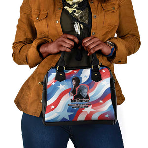 Toni Morrison Shoulder Handbag Abstract Wings Design Empowering Quote Dual Portrait Celebration of Literary Freedom - African Pride
