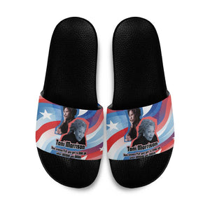 Toni Morrison Slide Sandals Abstract Wings Design Empowering Quote Dual Portrait Celebration of Literary Freedom - African Pride