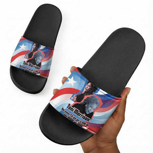 Toni Morrison Slide Sandals Abstract Wings Design Empowering Quote Dual Portrait Celebration of Literary Freedom - African Pride