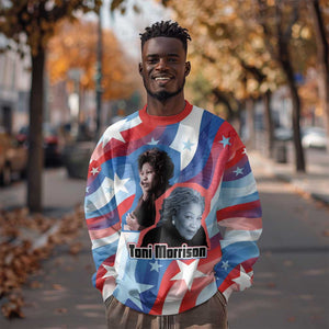 Toni Morrison Sweatshirt Abstract Wings Design Empowering Quote Dual Portrait Celebration of Literary Freedom - African Pride