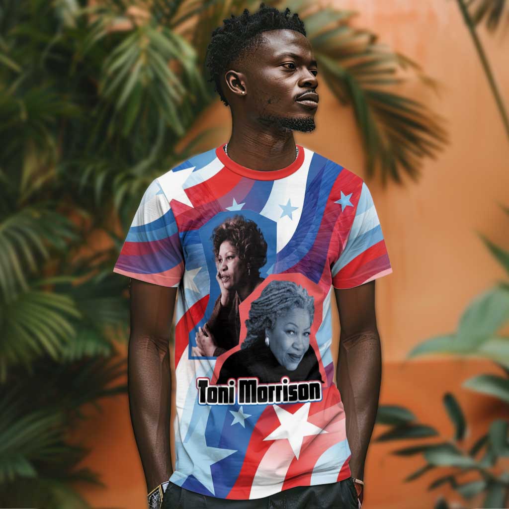 Toni Morrison T shirt Abstract Wings Design Empowering Quote Dual Portrait Celebration of Literary Freedom - African Pride