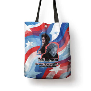 Toni Morrison Tote Bag Abstract Wings Design Empowering Quote Dual Portrait Celebration of Literary Freedom - African Pride