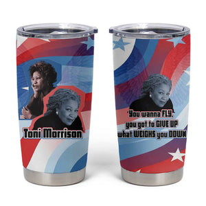 Toni Morrison Tumbler Cup Abstract Wings Design Empowering Quote Dual Portrait Celebration of Literary Freedom - African Pride