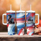 Toni Morrison Tumbler With Handle Abstract Wings Design Empowering Quote Dual Portrait Celebration of Literary Freedom - African Pride
