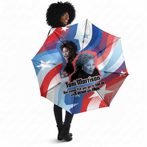 Toni Morrison Umbrella Abstract Wings Design Empowering Quote Dual Portrait Celebration of Literary Freedom - African Pride