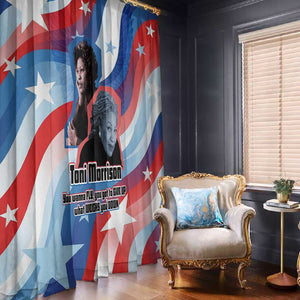 Toni Morrison Window Curtain Abstract Wings Design Empowering Quote Dual Portrait Celebration of Literary Freedom - African Pride