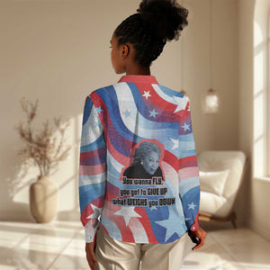 Toni Morrison Women Casual Shirt Abstract Wings Design Empowering Quote Dual Portrait Celebration of Literary Freedom - African Pride