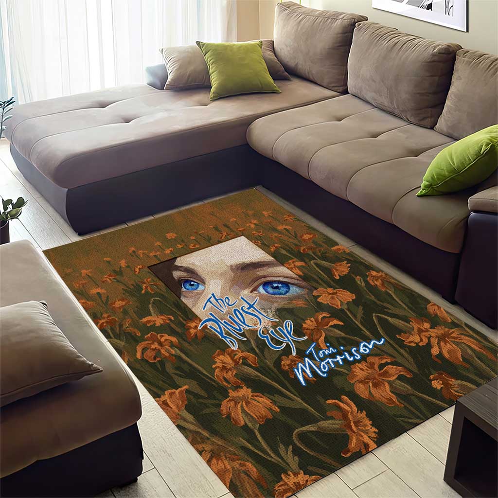 Toni Morrison Area Rug Floral Themed Design Featuring The Bluest Eye Cover Art Thought-Provoking Quote - African Pride