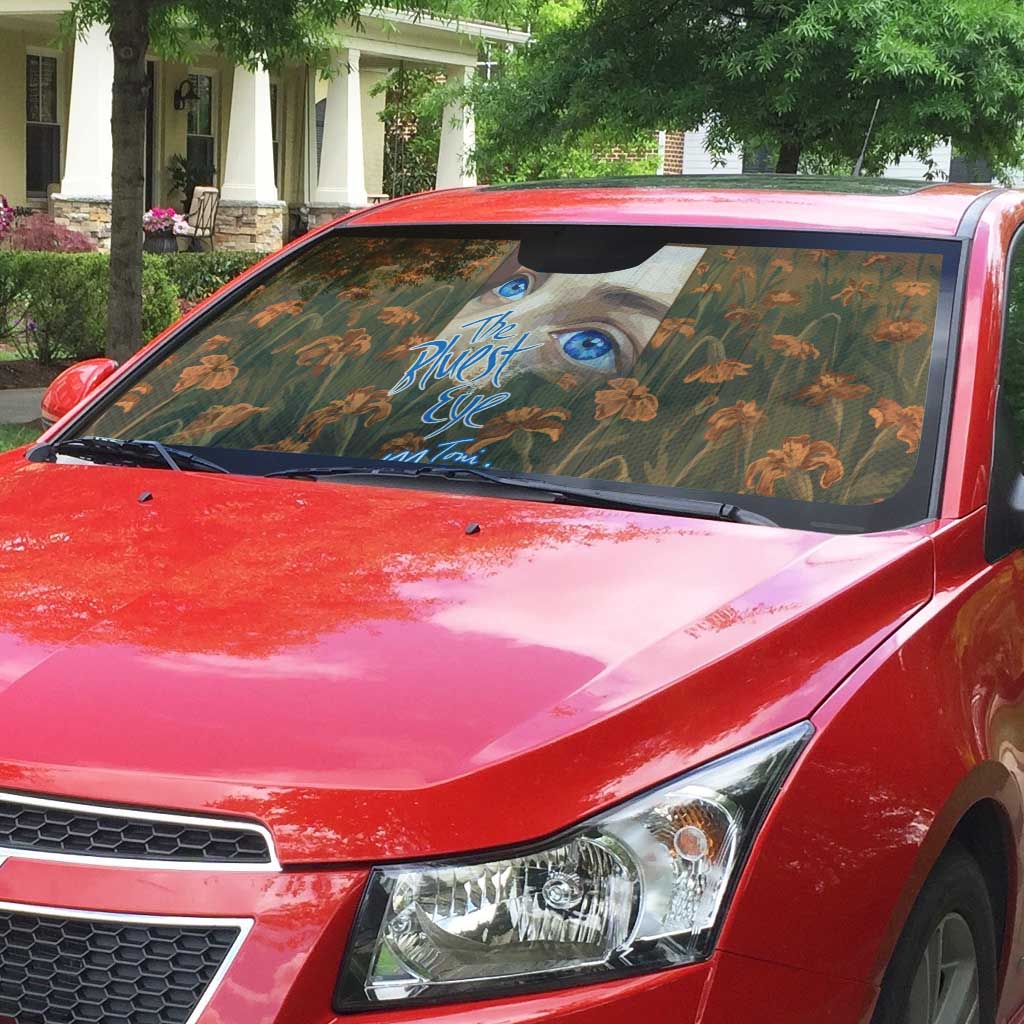 Toni Morrison Auto Sun Shade Floral Themed Design Featuring The Bluest Eye Cover Art Thought-Provoking Quote - African Pride