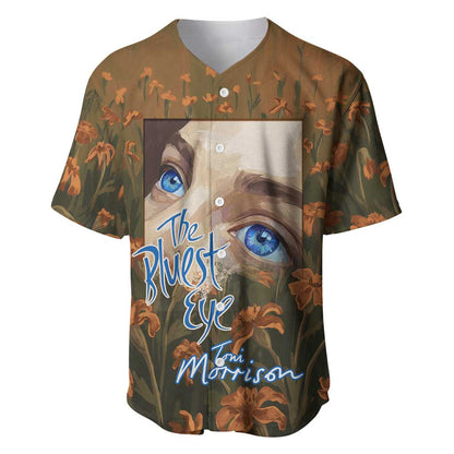 Toni Morrison Baseball Jersey Floral Themed Design Featuring The Bluest Eye Cover Art Thought-Provoking Quote - African Pride