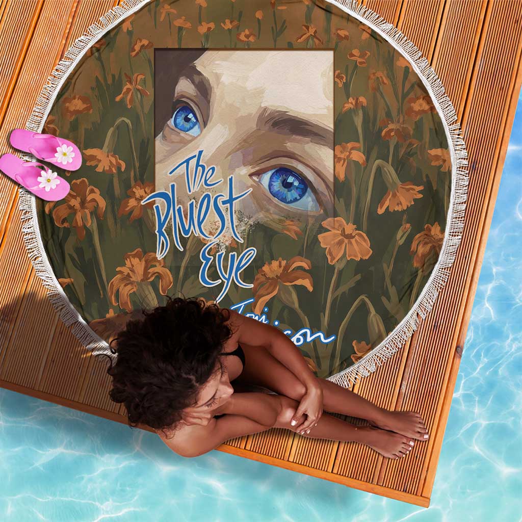 Toni Morrison Beach Blanket Floral Themed Design Featuring The Bluest Eye Cover Art Thought-Provoking Quote - African Pride