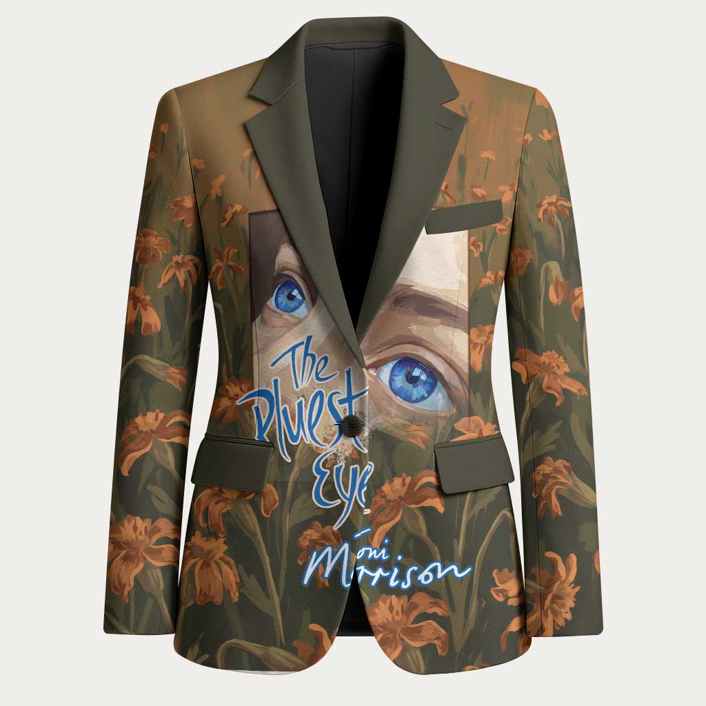 Toni Morrison Blazer Floral Themed Design Featuring The Bluest Eye Cover Art Thought-Provoking Quote - African Pride