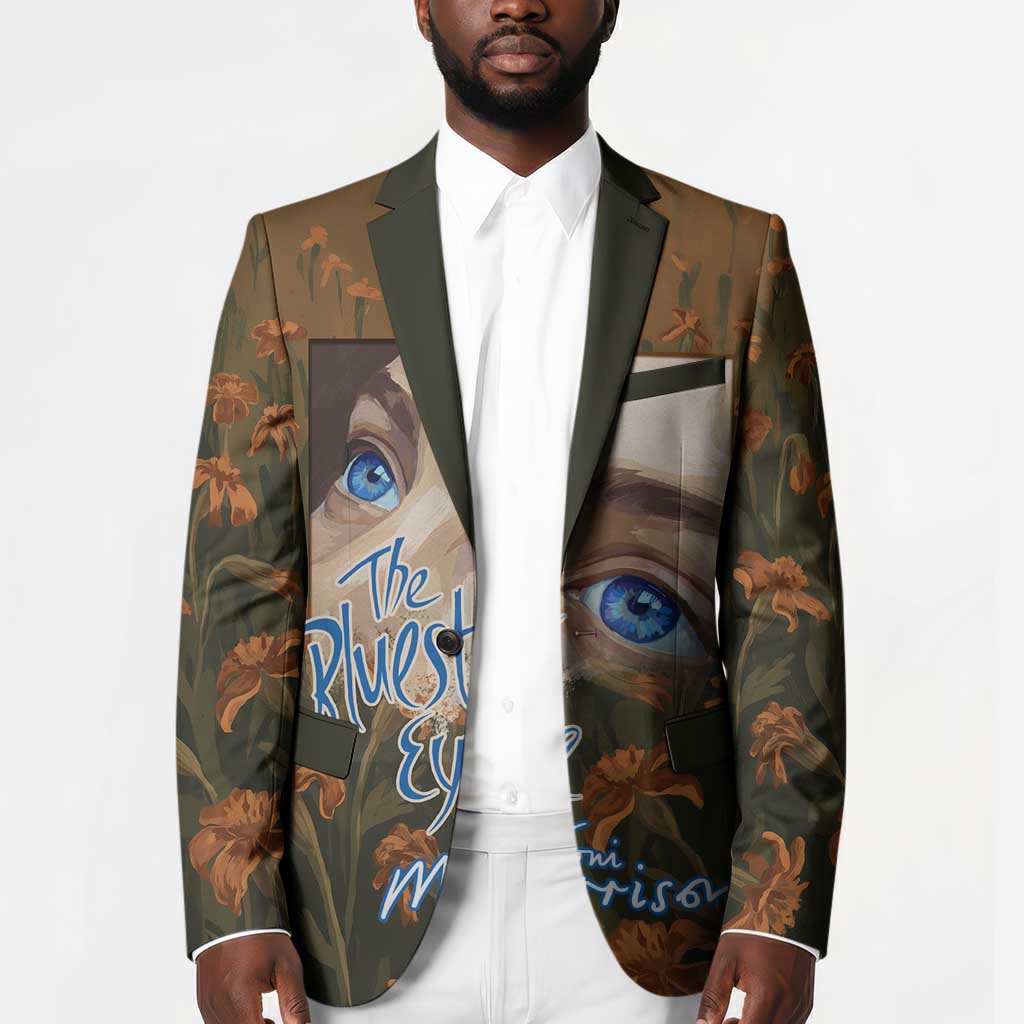 Toni Morrison Blazer Floral Themed Design Featuring The Bluest Eye Cover Art Thought-Provoking Quote - African Pride
