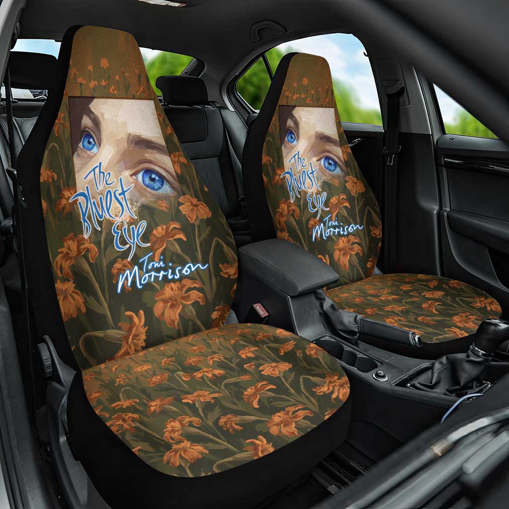 Toni Morrison Car Seat Cover Floral Themed Design Featuring The Bluest Eye Cover Art Thought-Provoking Quote - African Pride