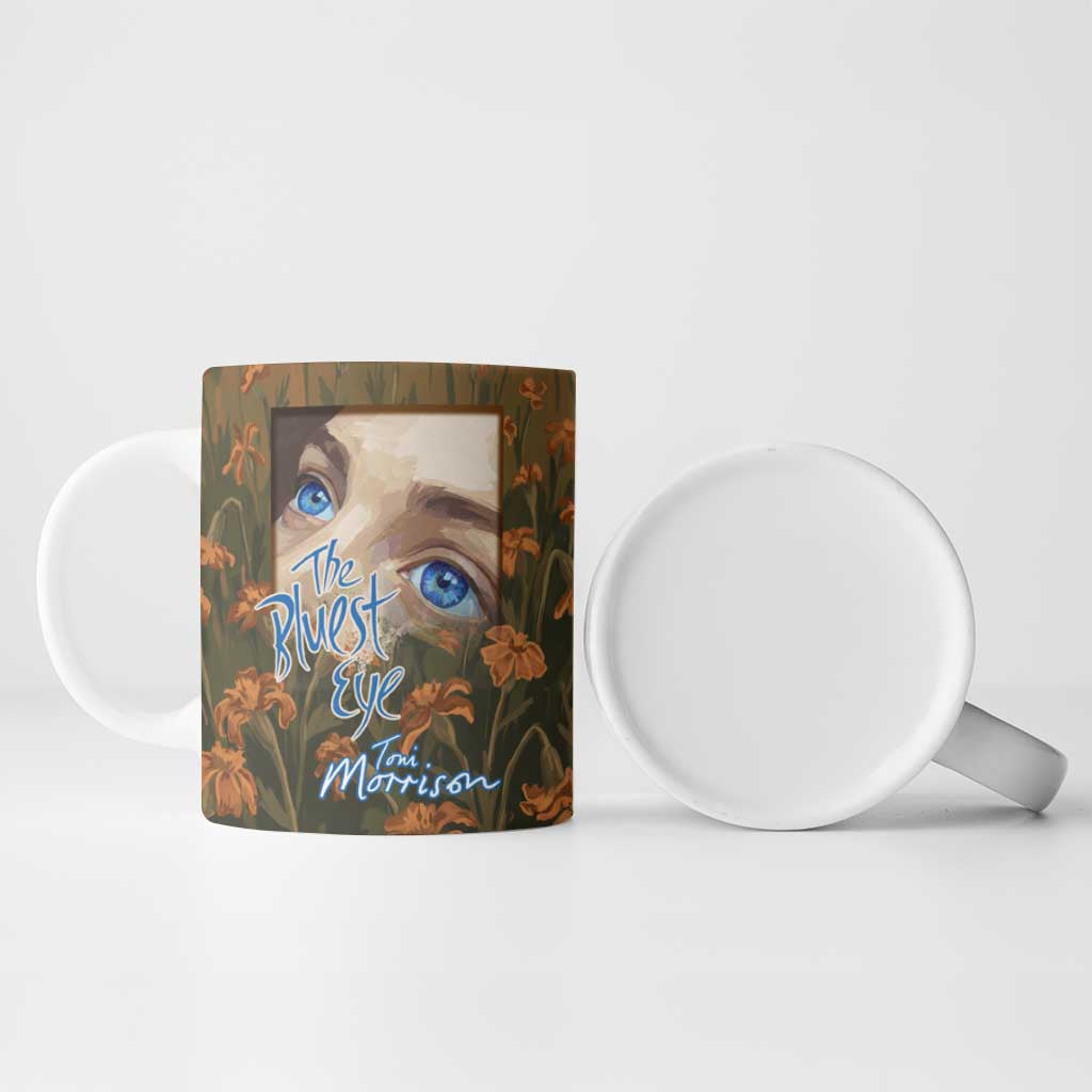 Toni Morrison Ceramic Mug Floral Themed Design Featuring The Bluest Eye Cover Art Thought-Provoking Quote - African Pride