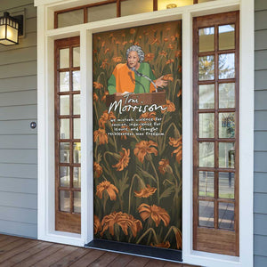 Toni Morrison Door Cover Floral Themed Design Featuring The Bluest Eye Cover Art Thought-Provoking Quote - African Pride