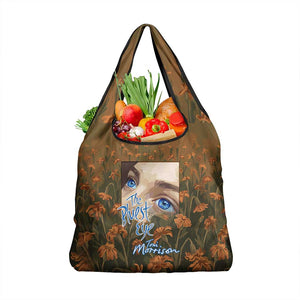 Toni Morrison Grocery Bag Floral Themed Design Featuring The Bluest Eye Cover Art Thought-Provoking Quote - African Pride